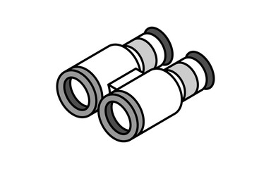 双眼鏡のシンプルな線画アイコン、アイソメトリックイラスト