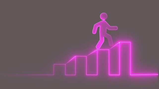 Glowing neon Abstract neon line  rising on graph with up - down  Sale Symbols. 