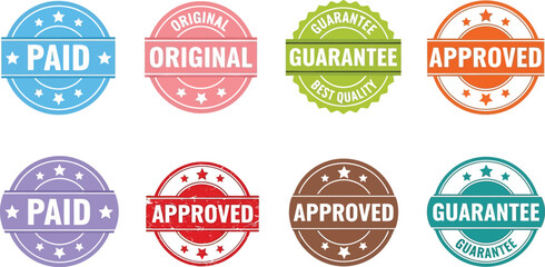 Obraz premium Approved paid original guarantee stamps vector design graphic illustration