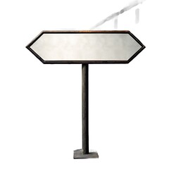 Fototapeta premium Isolated blank signpost with wooden frame and metal pole on a white background studio shot view