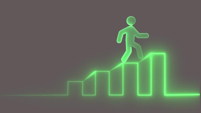 Glowing neon Abstract neon line  rising on graph with up - down  Sale Symbols. 