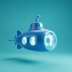 Fototapeta premium Playful Submarine in Teal-Blue Studio Setting