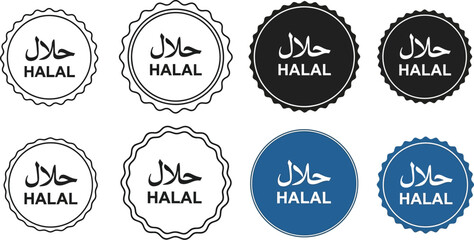 Halal certified logo set vector design for food product packaging and label