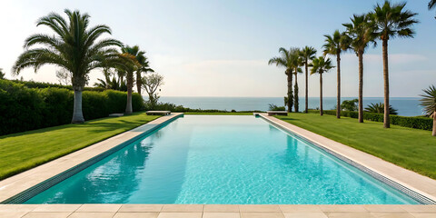 swimming pool with palm trees