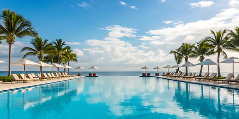 swimming pool in tropical resort