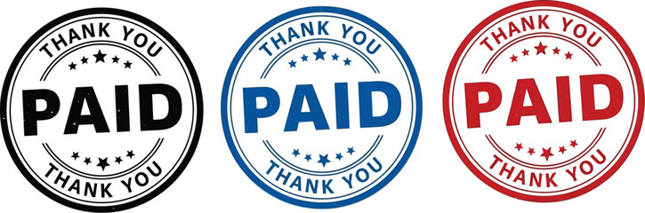 Paid stamp vector image set for business finance and accounting concept