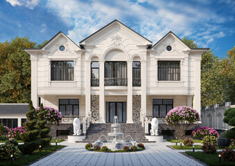 House exterior design. Mansion with classic contemporary style.
