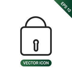 Lock icon, illustration. Flat design style. Security concept.