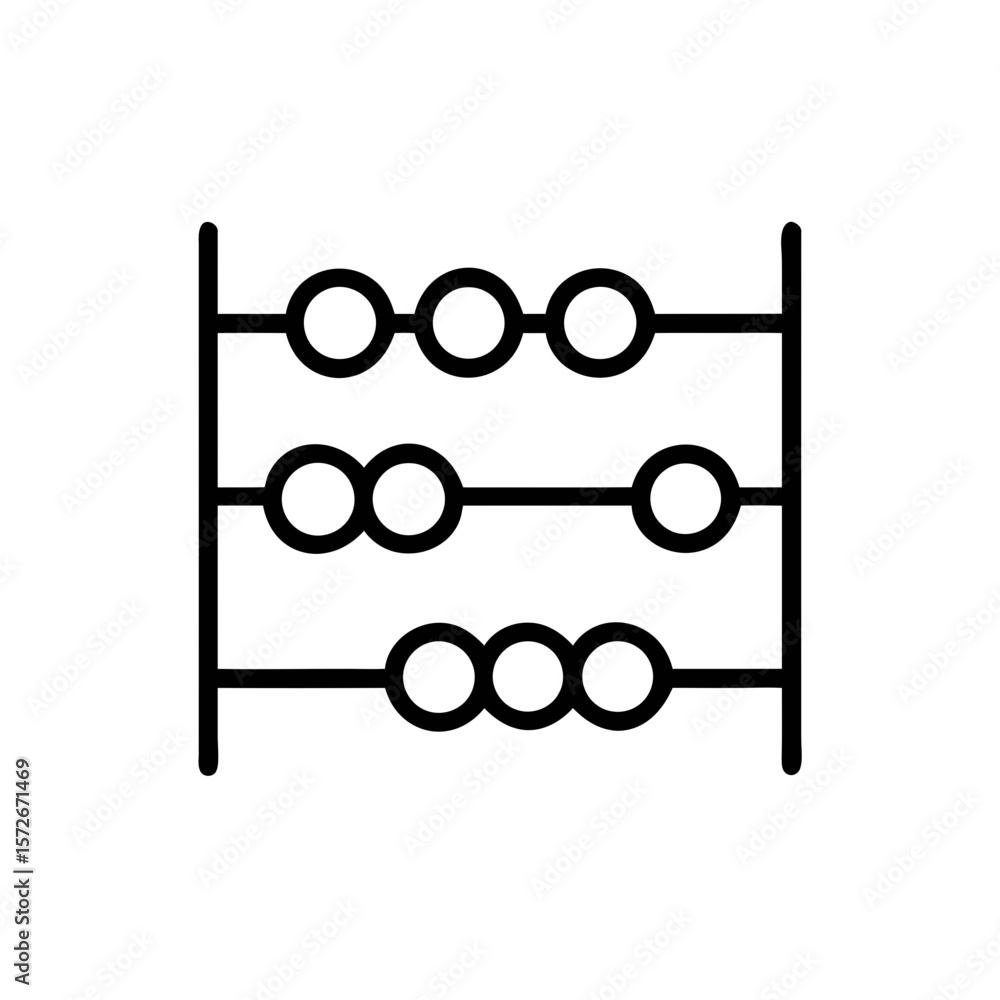 Poster abacus line icon math calculation outline symbol