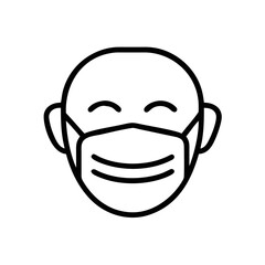 Smiling Face Mask Health Safety Line Icon Vector