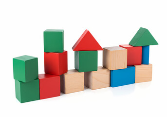 Obraz premium Colorful Wooden Blocks Arranged in a Row