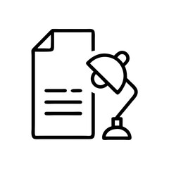 Study Desk Lamp Document Line Icon Outline