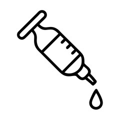 Minimal Line Icon of Syringe with Drop for Medical and Healthcare Design