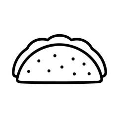 Minimal Line Icon of Taco for Mexican Food and Restaurant Menu Design