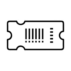 Minimal Line Icon of Ticket with Barcode for Event and Entertainment Design