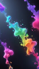 Obraz premium Abstract colorful liquid waves flow with a splash of blue, purple, and light, creating an artistic underwater pattern