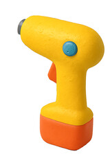 Bright yellow toy laser gun with blue button, ideal for children's play and entertainment.