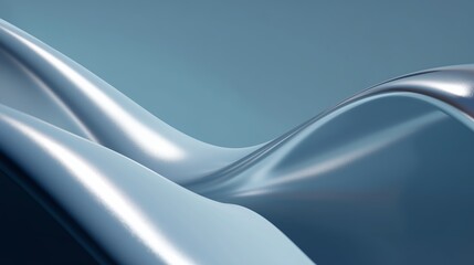 Smooth metallic waves create a serene and fluid visual experience in an abstract composition