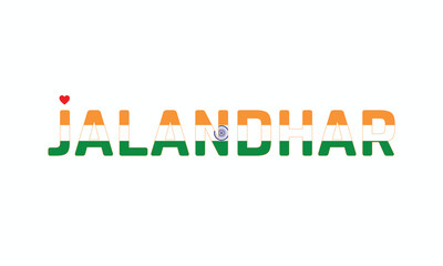 Obraz premium I Love JALANDHAR, Typographic Design of I Love JALANDHAR on a white background, Flag Typography of JALANDHAR with heart, Vector design of I Love JALANDHAR