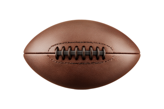 Brown leather football isolated on a transparent or white background