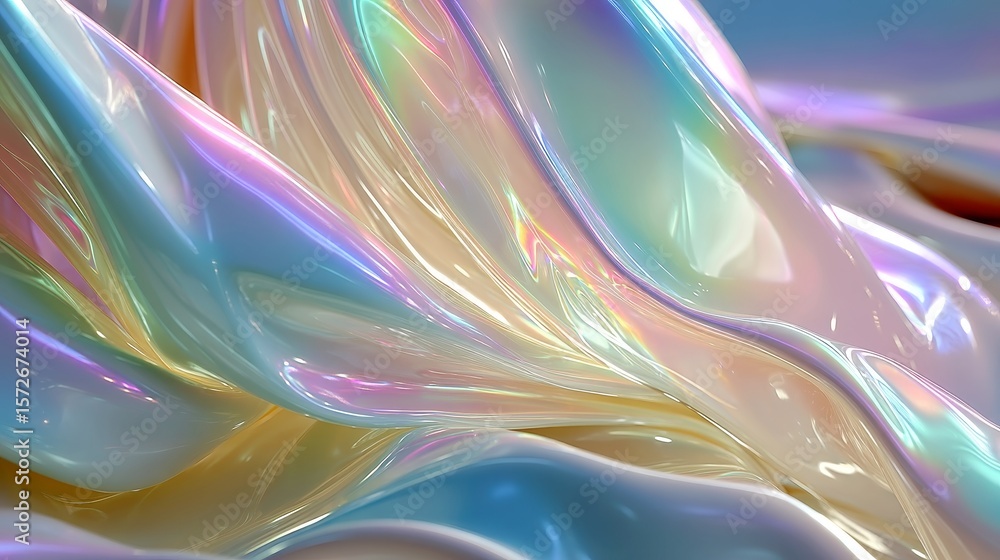 Poster holographic data trails, vibrant pastel glows create surreal motion blur effects, showcasing a futur