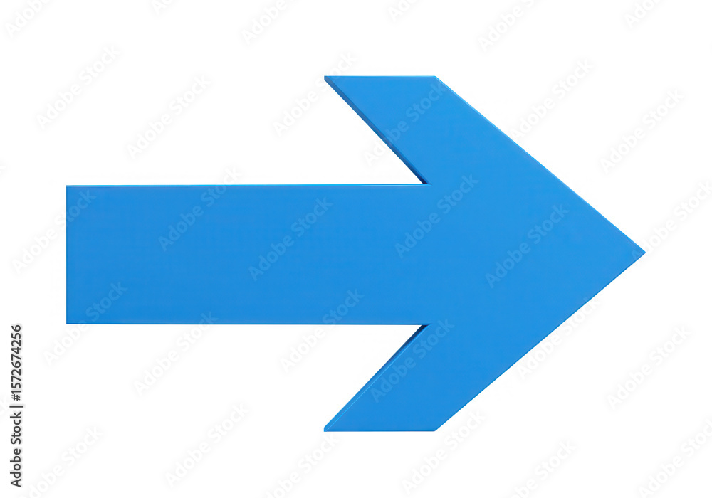 Poster a vibrant blue arrow points directly to the right in a threedimensional rendering isolated on transp