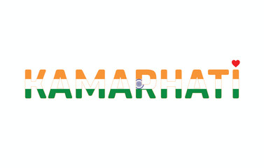 I Love KAMARHATI, Typographic Design of I Love KAMARHATI on a white background, Flag Typography of KAMARHATI with heart, Vector design of I Love KAMARHATI