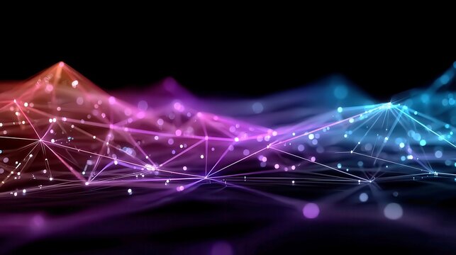 Pop Glitch Constellation, vibrant stars linked by glowing neon beams, enhanced with glitch effects and bold dot patterns, creating a captivating cosmic display.