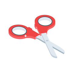 Trendy isometric style icon of classroom scissors