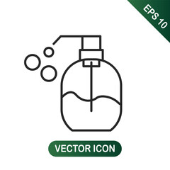 Icon of liquid soap in a bottle with dispenser.