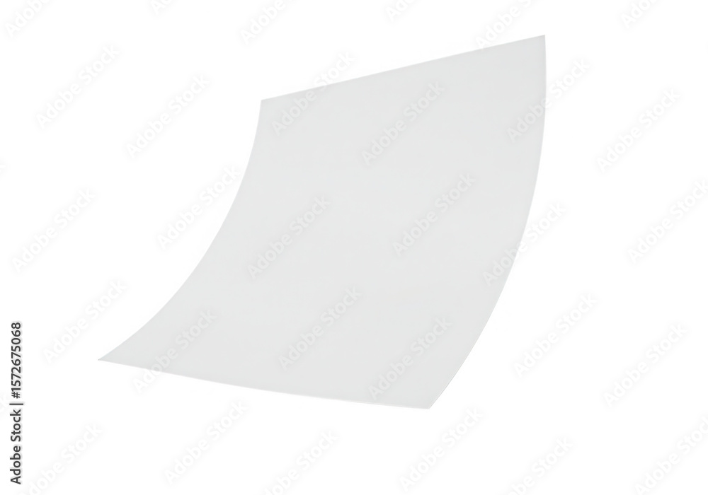 Poster a blank white sheet of paper curves and floats against a clean, isolated background isolated on tran
