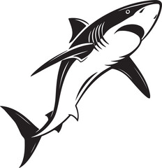 Fototapeta premium Stylized shark vector illustration, presenting a bold silhouette that captures the essence of the marine predator