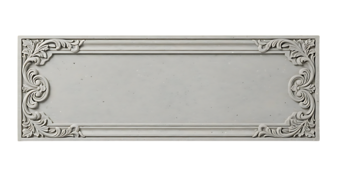 Ornate carved decorative border with floral scroll accents offers a classic framework for signage and creative design projects.