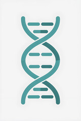 A simple, clean DNA double helix, rendered in a soothing teal hue, stands vertically, representing genetics, life science, and biological research with clarity