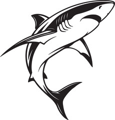 Fototapeta premium Stylized shark vector illustration, presenting a bold silhouette that captures the essence of the marine predator