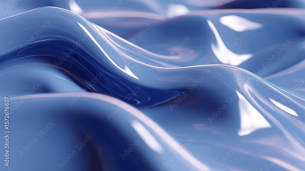 Poster textured surface of blue material flowing smoothly under bright light creating visually captivating 