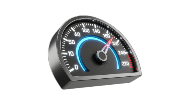 High-Performance Speedometer  Illustrative 3D Model of a Performance Gauge