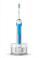 Electric toothbrush with charging base isolated on a transparent or white background

