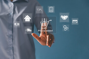 Concept of procurement, procurement management business. modern supply chain logistics delivery technology. Effective procurement supply management on smart logistics, technology, strategic purchasing