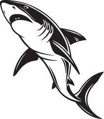 Fototapeta premium Stylized shark vector illustration, presenting a bold silhouette that captures the essence of the marine predator