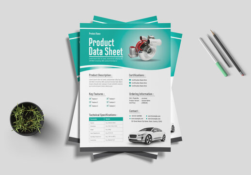 Product Data Sheet Template for Automobile Parts
