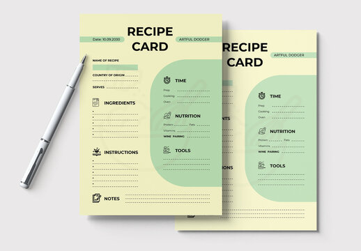Recipe Card Template Layout