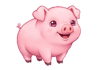 A Charming Illustration of a Pink Piglet