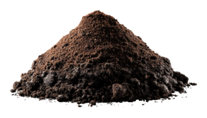 Soil pile collection for gardening home and projects. Isolated on transparent background, png.