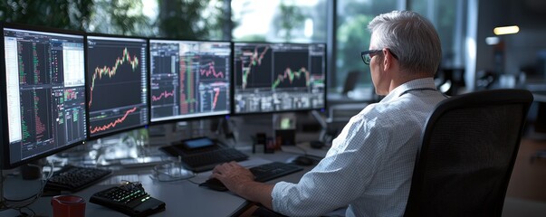 Fototapeta premium Businessman analyzing financial charts
