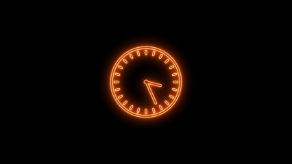  Glowing neon clock icon. dial circle timer watch timekeeper countdown wall clock analog clock alarm clock icon