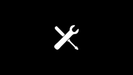  Glowing neon Crossed Wrench and Screwdriver Icon. Technical Support and Tools Symbol icon