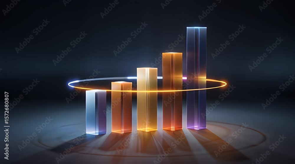 Aufkleber modern data visualization with colorful 3d bar graph and neon effect