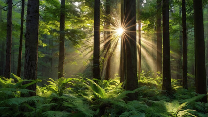 Naklejka premium morning in the forest