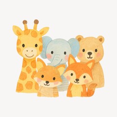 Naklejka premium Cute cartoon animals group